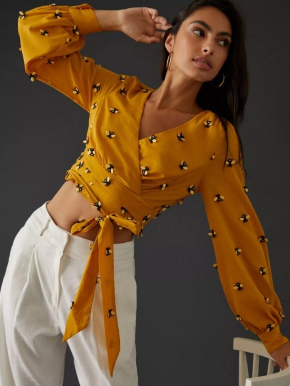 Anthropologie Maeve Embroidered Wrap Top Size 12